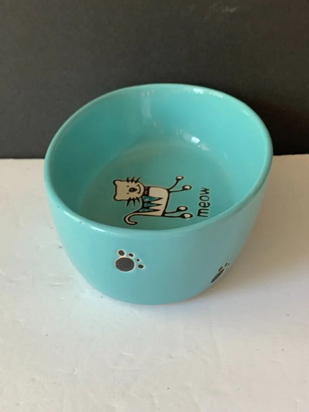 PETRAGEOUS DESIGNS MEOW CAT BLUE BOWL OVAL DISH
